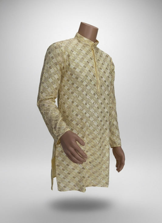 The Serene Sequin – Festive Yellow Kurta Set