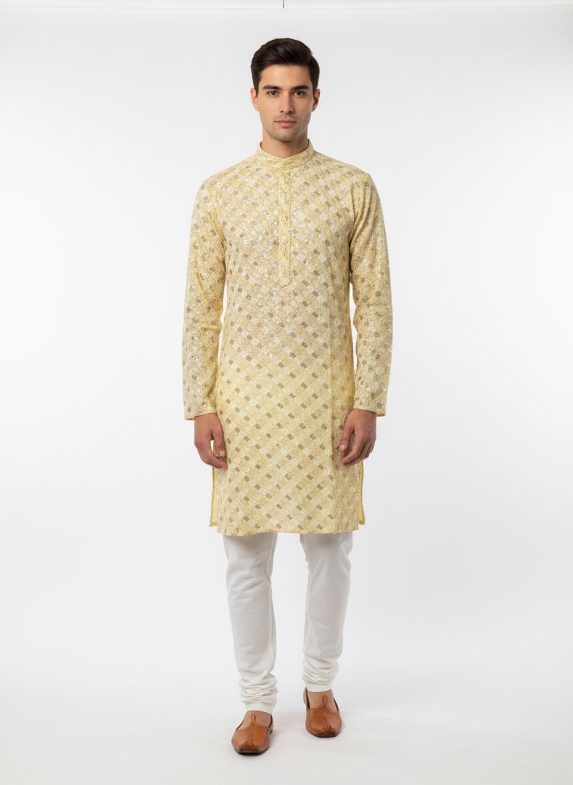 The Serene Sequin – Festive Yellow Kurta Set