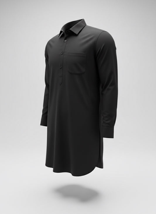 The Classic Pathani Suit – Midnight Black