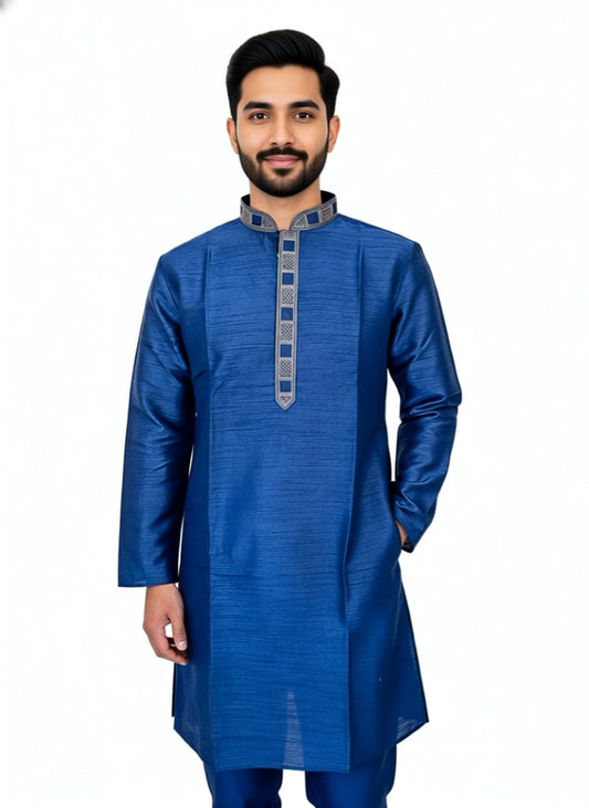 Silk Radiance – Midnight Navy Kurta Set