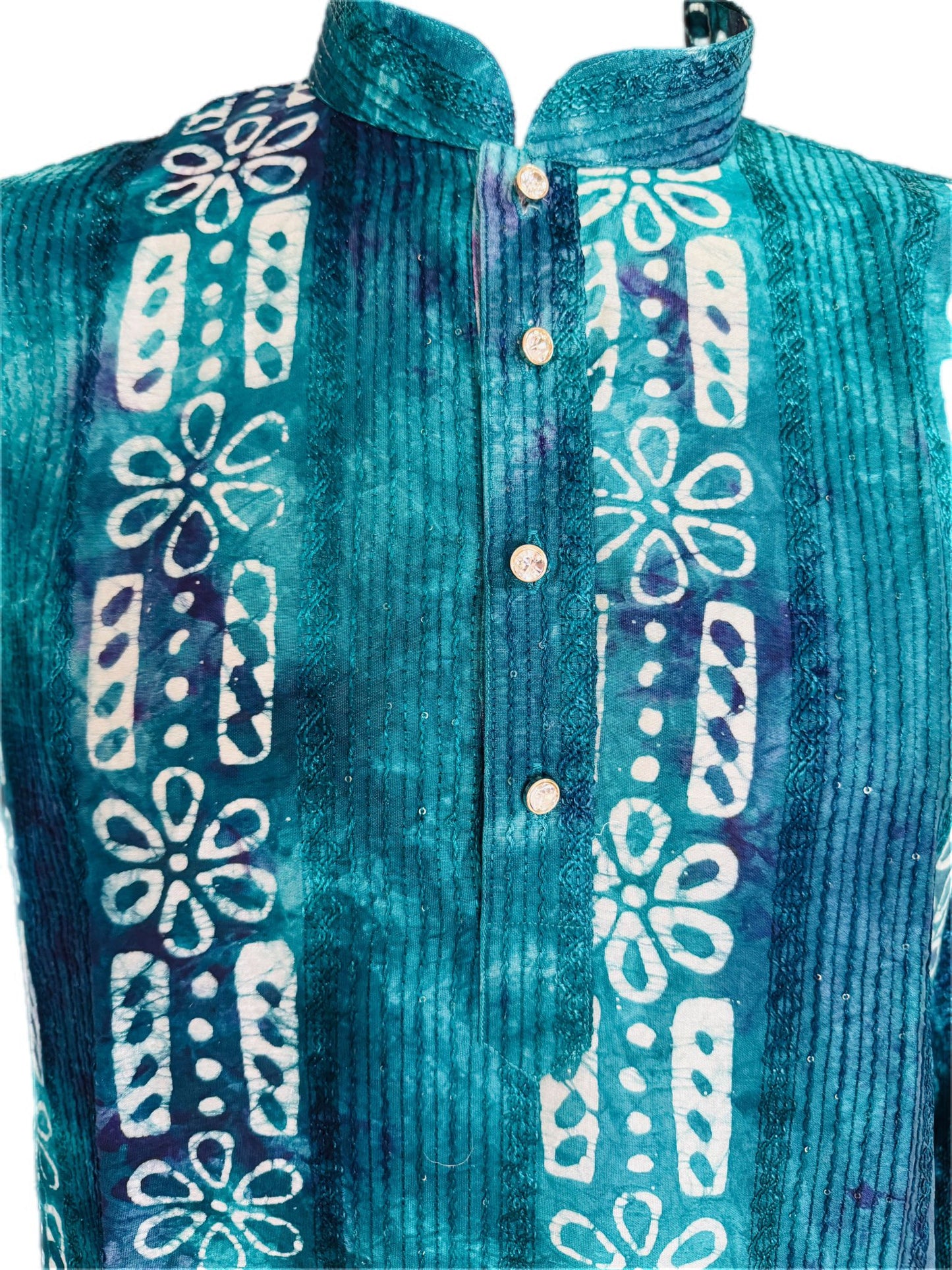 The Breezy Batik - Ocean Teal Kurta  Set
