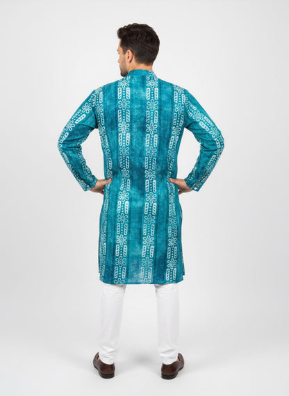 The Breezy Batik - Ocean Teal Kurta  Set