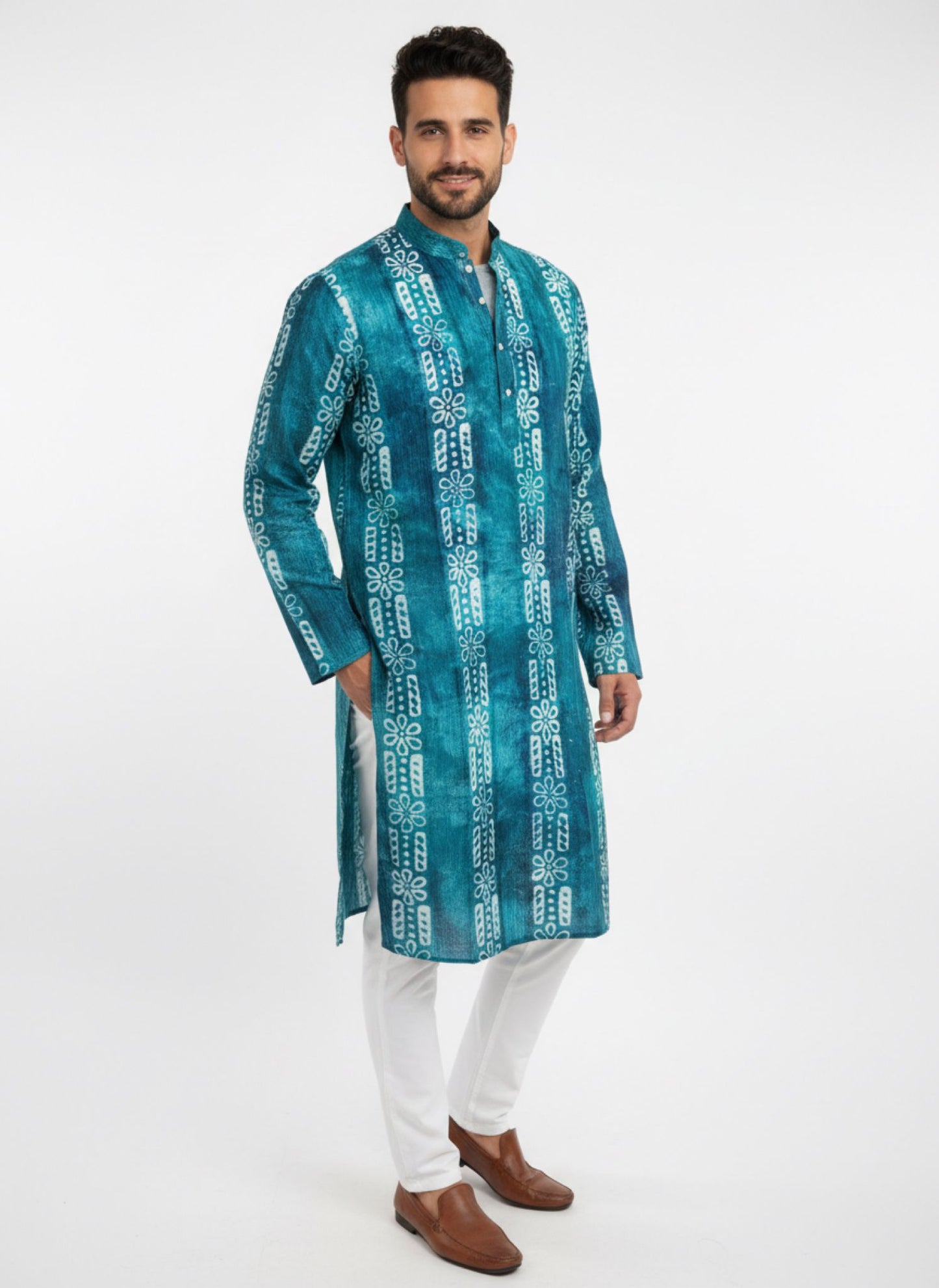 The Breezy Batik - Ocean Teal Kurta  Set