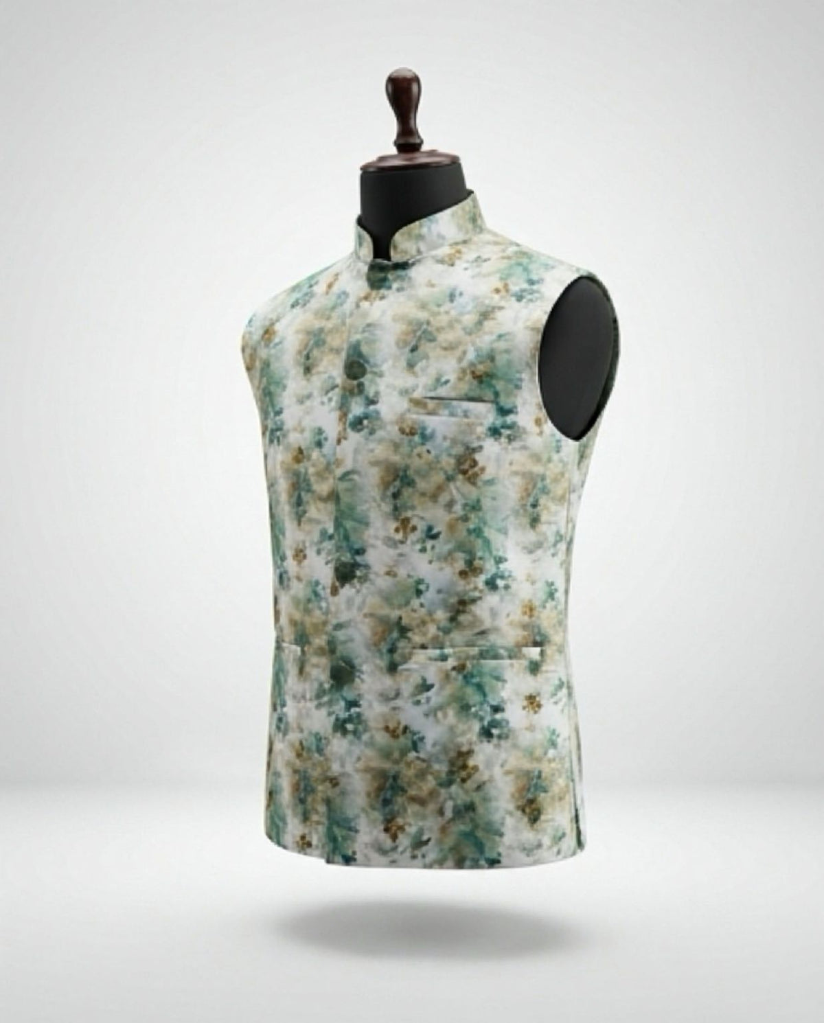 Men's Cotton Koti Jacket - Green Floral