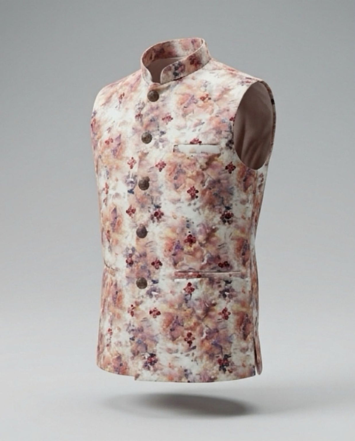 Men's Cotton Koti Jacket - Peach Floral