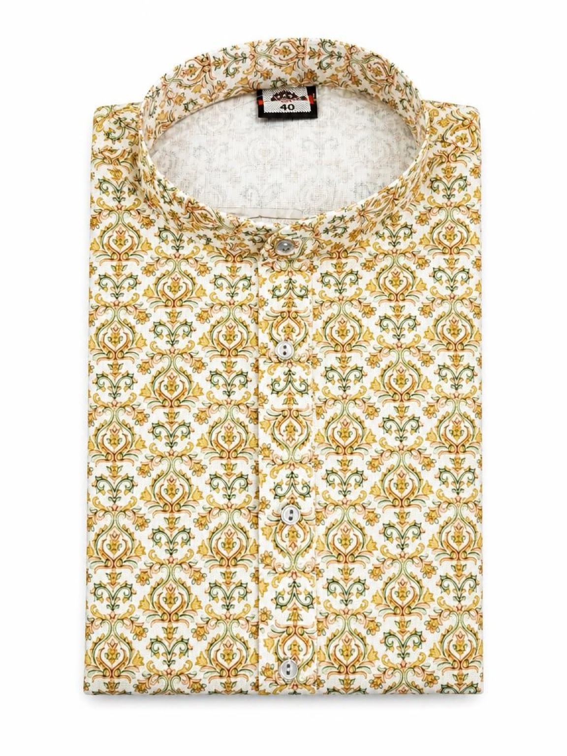 Men's Digital Print Cotton Kurta Set - Cream