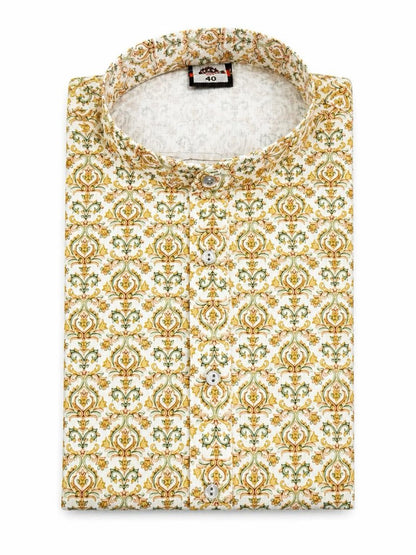 Men's Digital Print Cotton Kurta Set - Cream