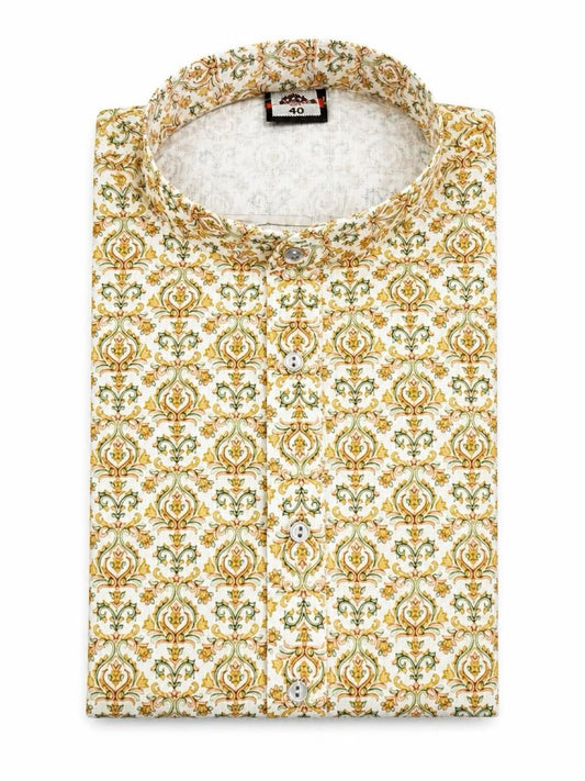 Men's Digital Print Cotton Kurta Set - Cream