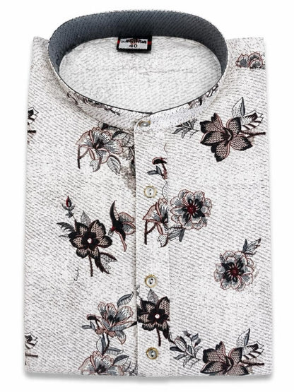 Men's Digital Print Cotton Kurta Set - Grey