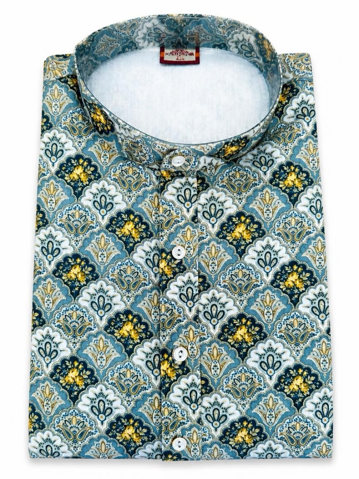 Men's Digital Print Cotton Kurta Set - Teal