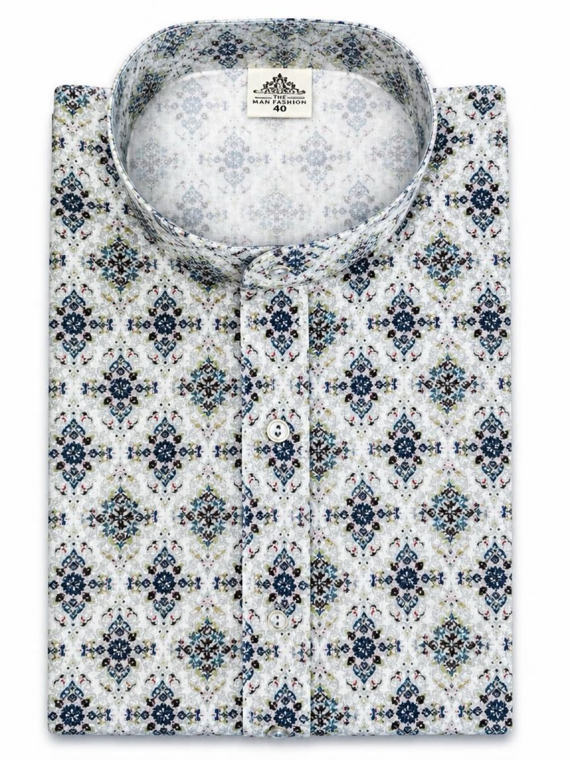Men's Digital Print Cotton Kurta Set - White