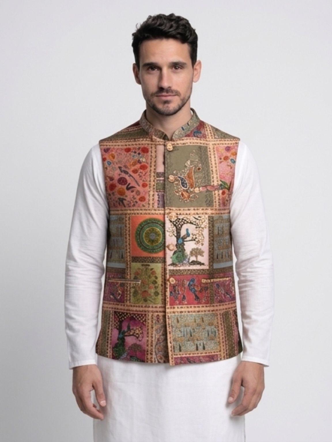 Men's Jodhpuri Koti Jacket - Multicolour