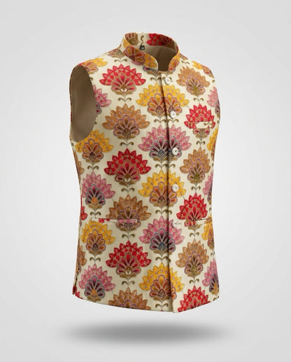 Men's Sequins Koti Jacket - Cream