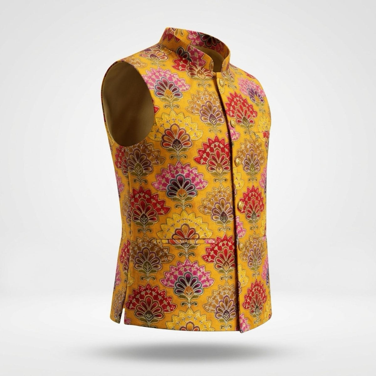 Men's Sequins Koti Jacket - Mustard