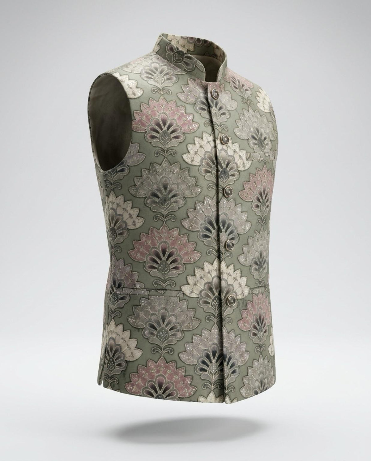Men's Sequins Koti Jacket - Sage Green