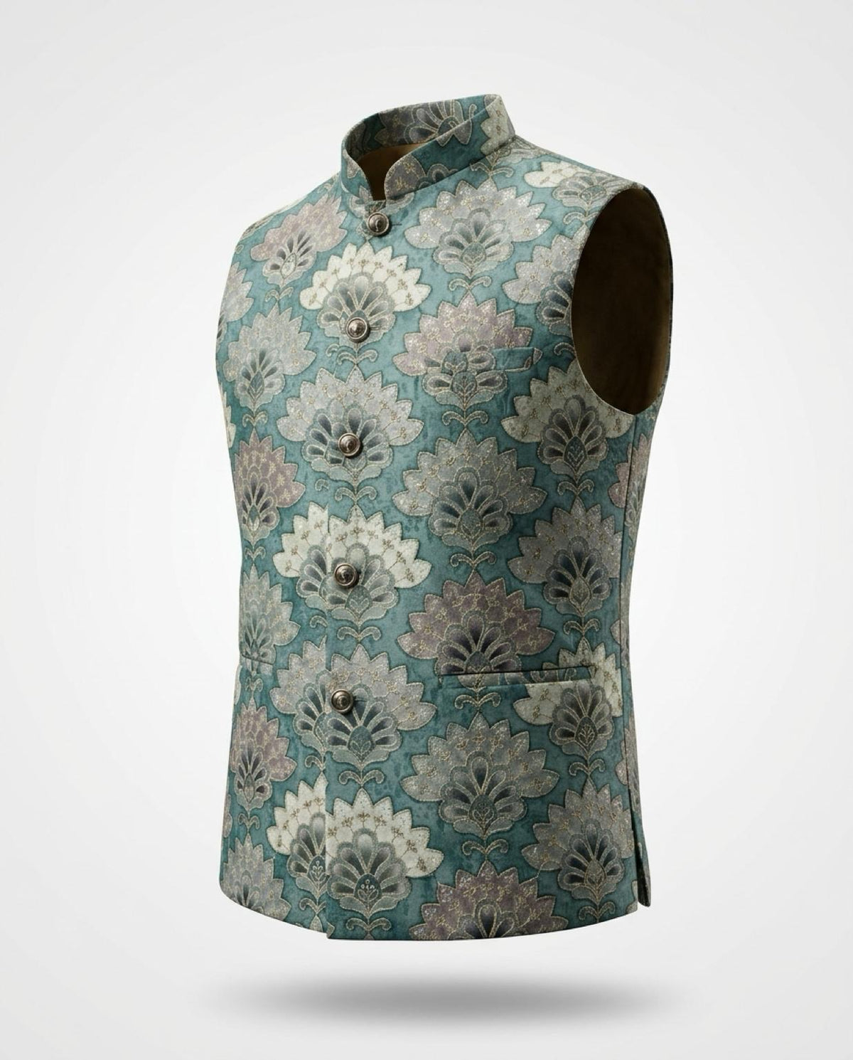 Men's Sequins Koti Jacket - Teal