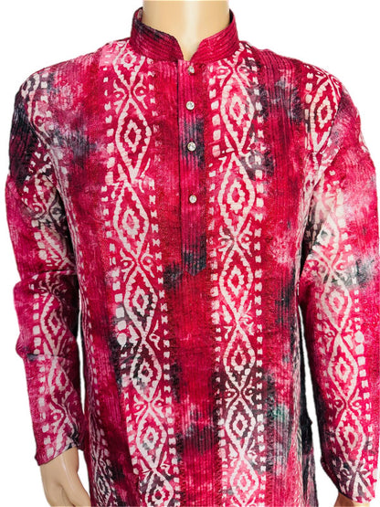 The Breezy Batik - Crimson Bloom Kurta  Set