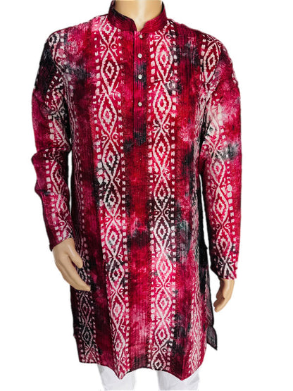 The Breezy Batik - Crimson Bloom Kurta  Set