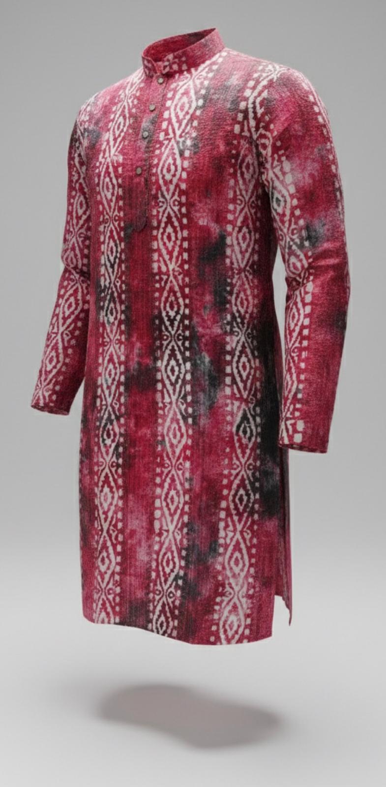 The Breezy Batik - Crimson Bloom Kurta  Set