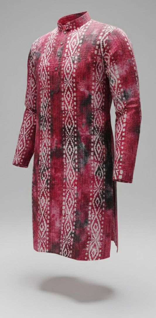 The Breezy Batik - Crimson Bloom Kurta  Set