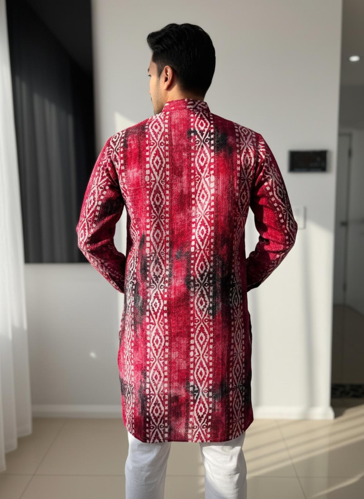 The Breezy Batik - Crimson Bloom Kurta  Set