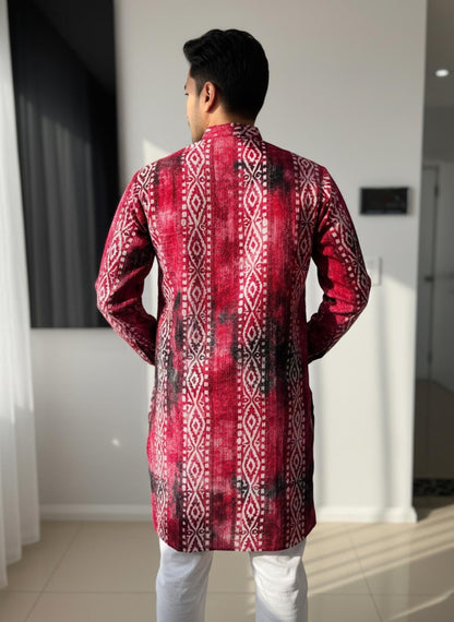The Breezy Batik - Crimson Bloom Kurta  Set
