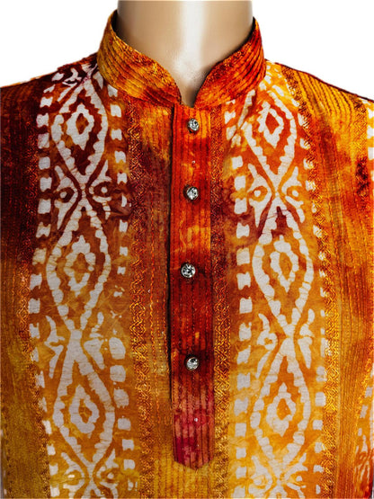 The Breezy Batik - Saffron Sunset Kurta  Set