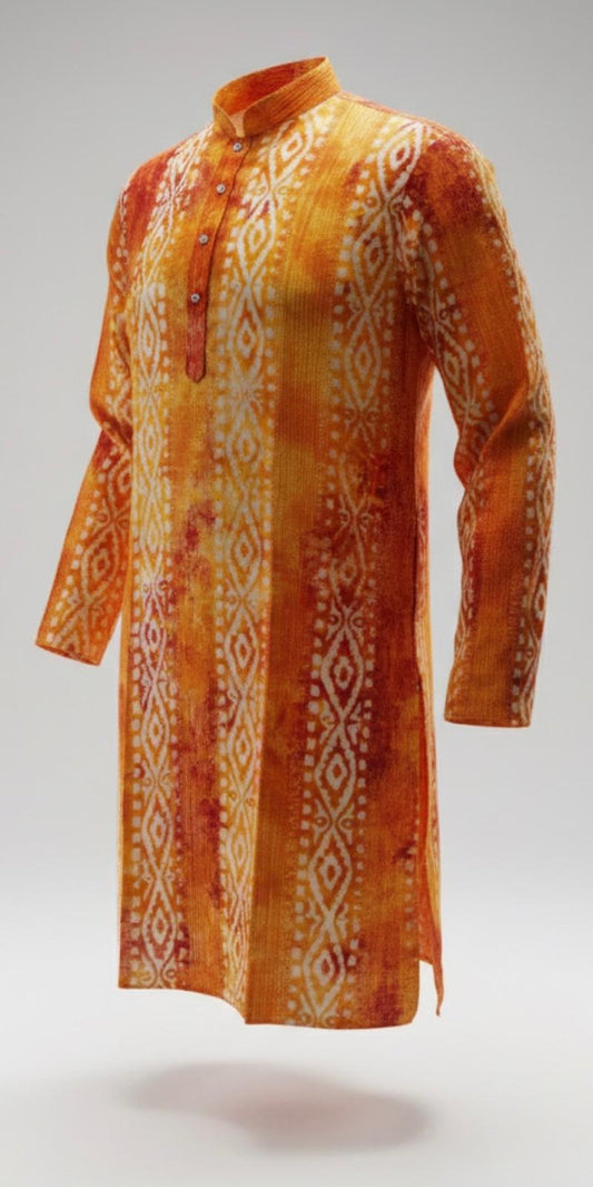 The Breezy Batik - Saffron Sunset Kurta  Set