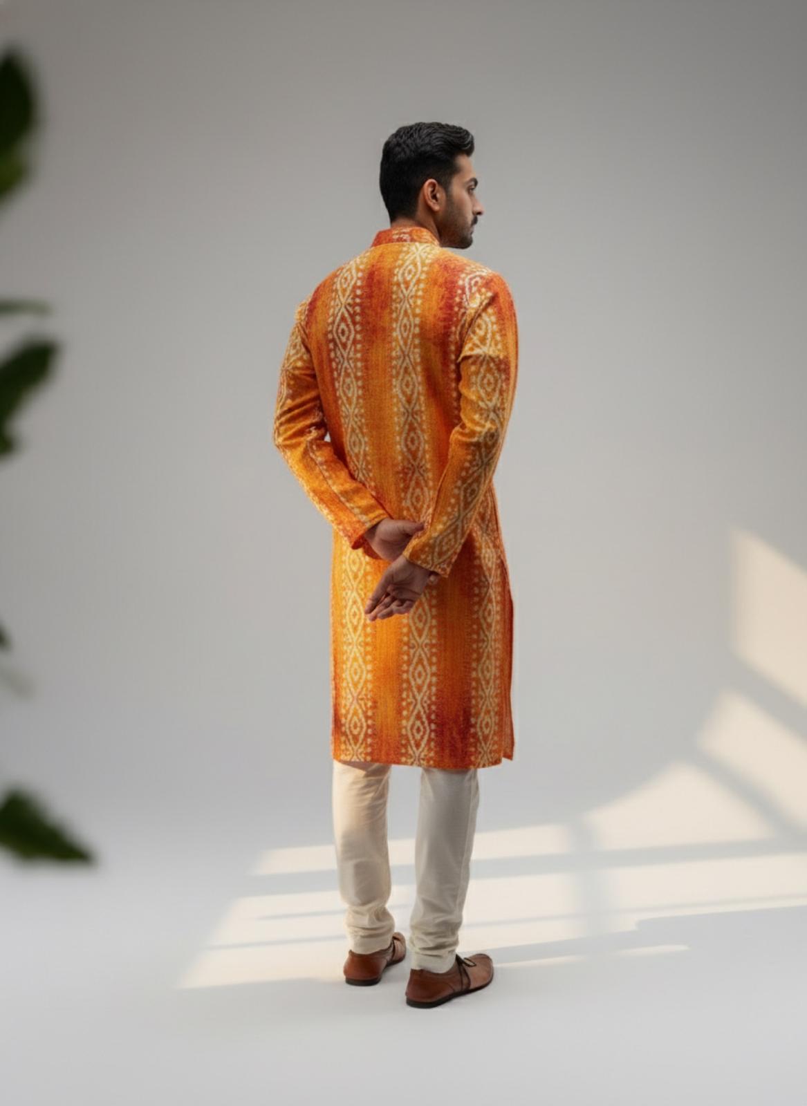 The Breezy Batik - Saffron Sunset Kurta  Set