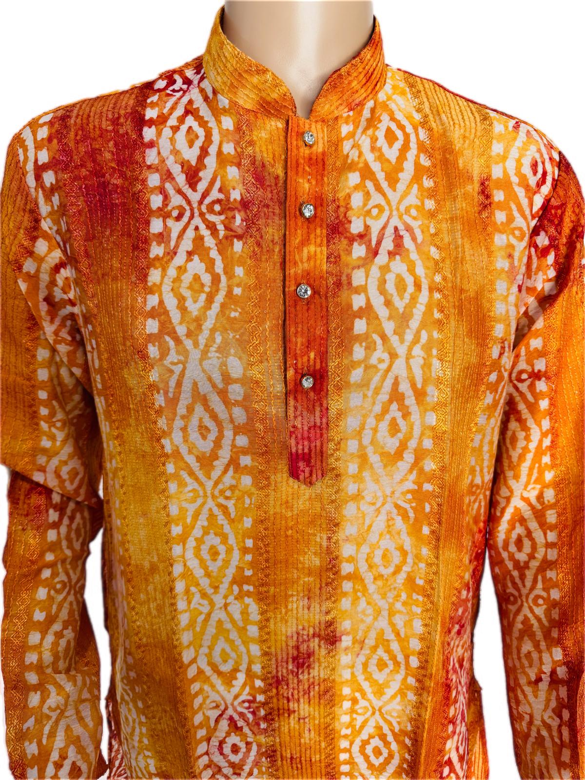 The Breezy Batik - Saffron Sunset Kurta  Set