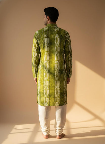 The Breezy Batik - Sage Ripple Kurta  Set