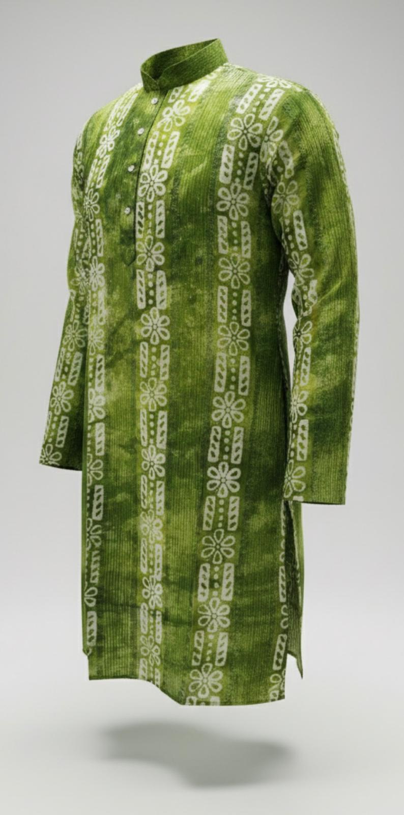 The Breezy Batik - Sage Ripple Kurta  Set