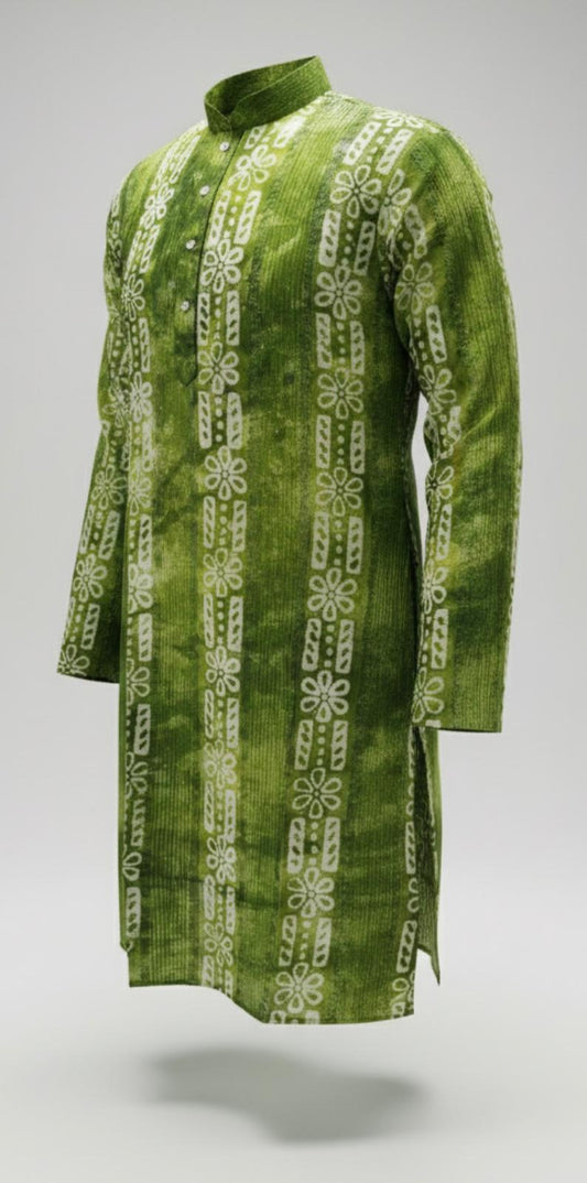 The Breezy Batik - Sage Ripple Kurta  Set