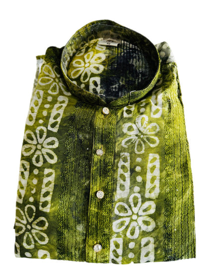 The Breezy Batik - Sage Ripple Kurta  Set