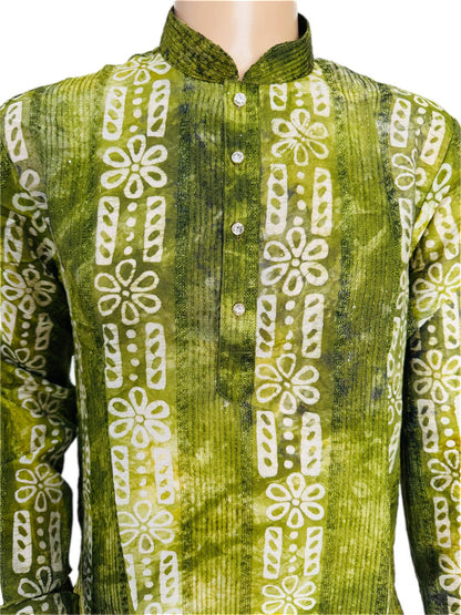 The Breezy Batik - Sage Ripple Kurta  Set