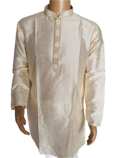 Silk Radiance - Champagne Beige Silk Kurta Set