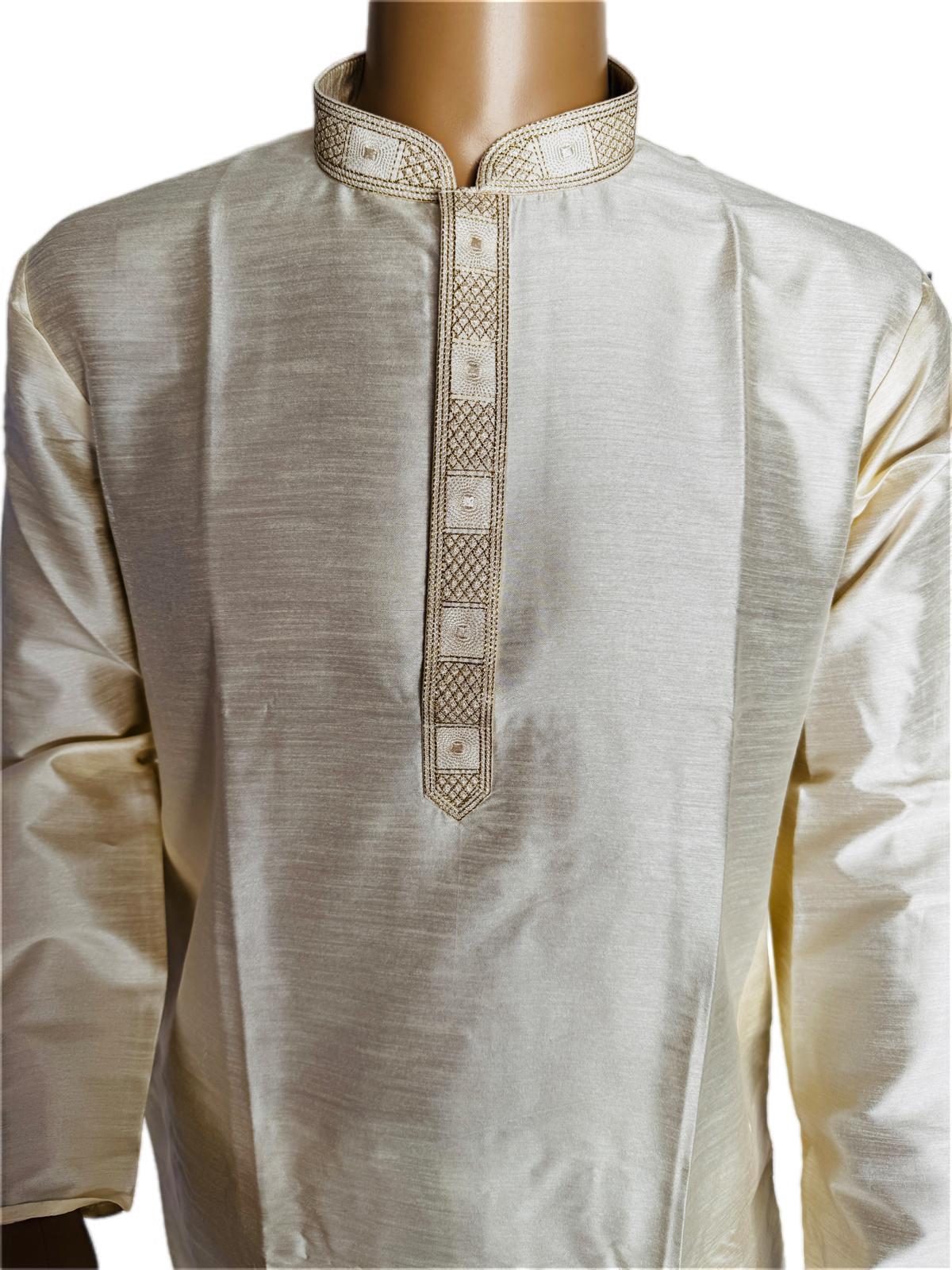 Silk Radiance - Champagne Beige Silk Kurta Set