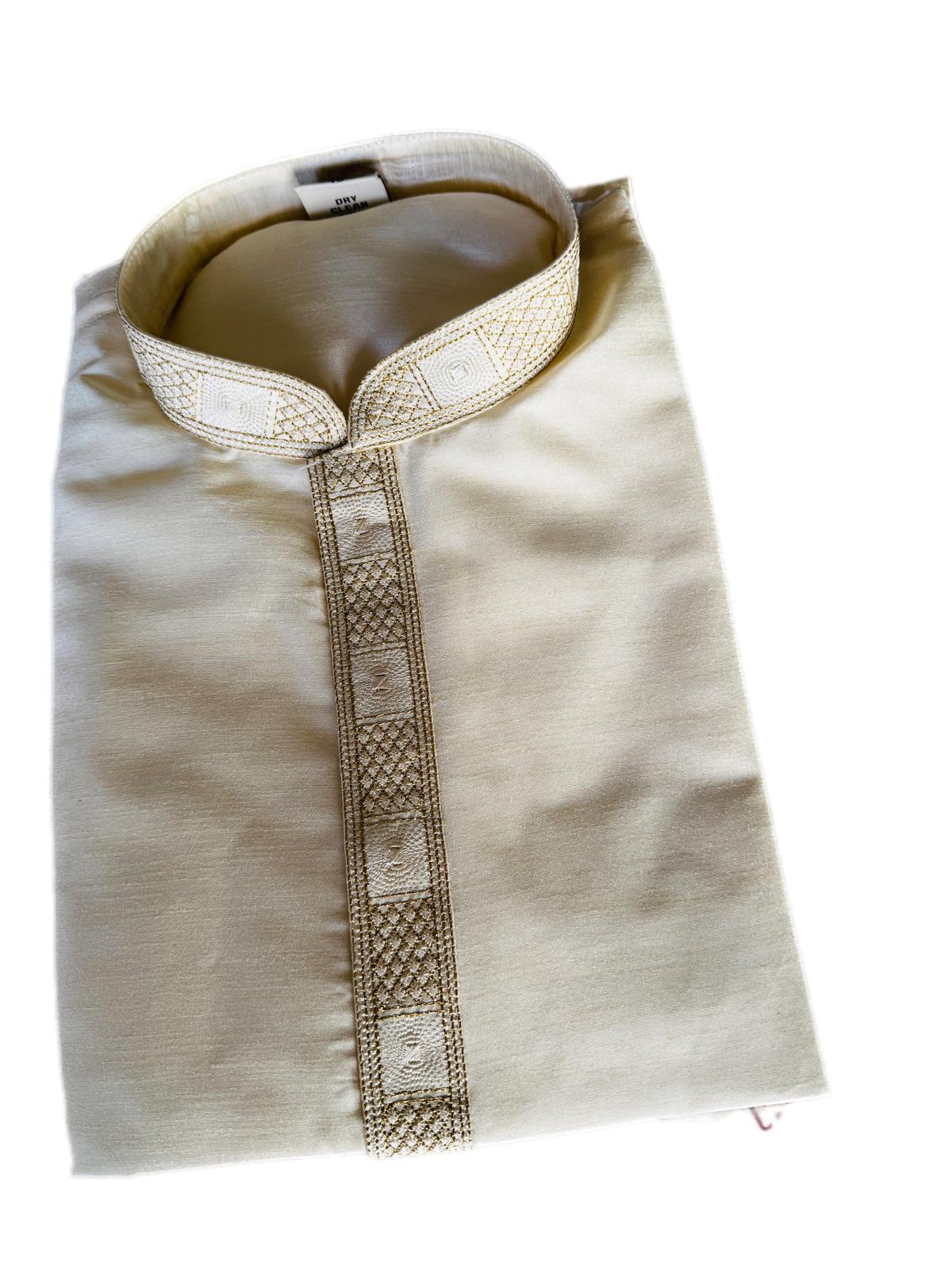 Silk Radiance - Champagne Beige Silk Kurta Set