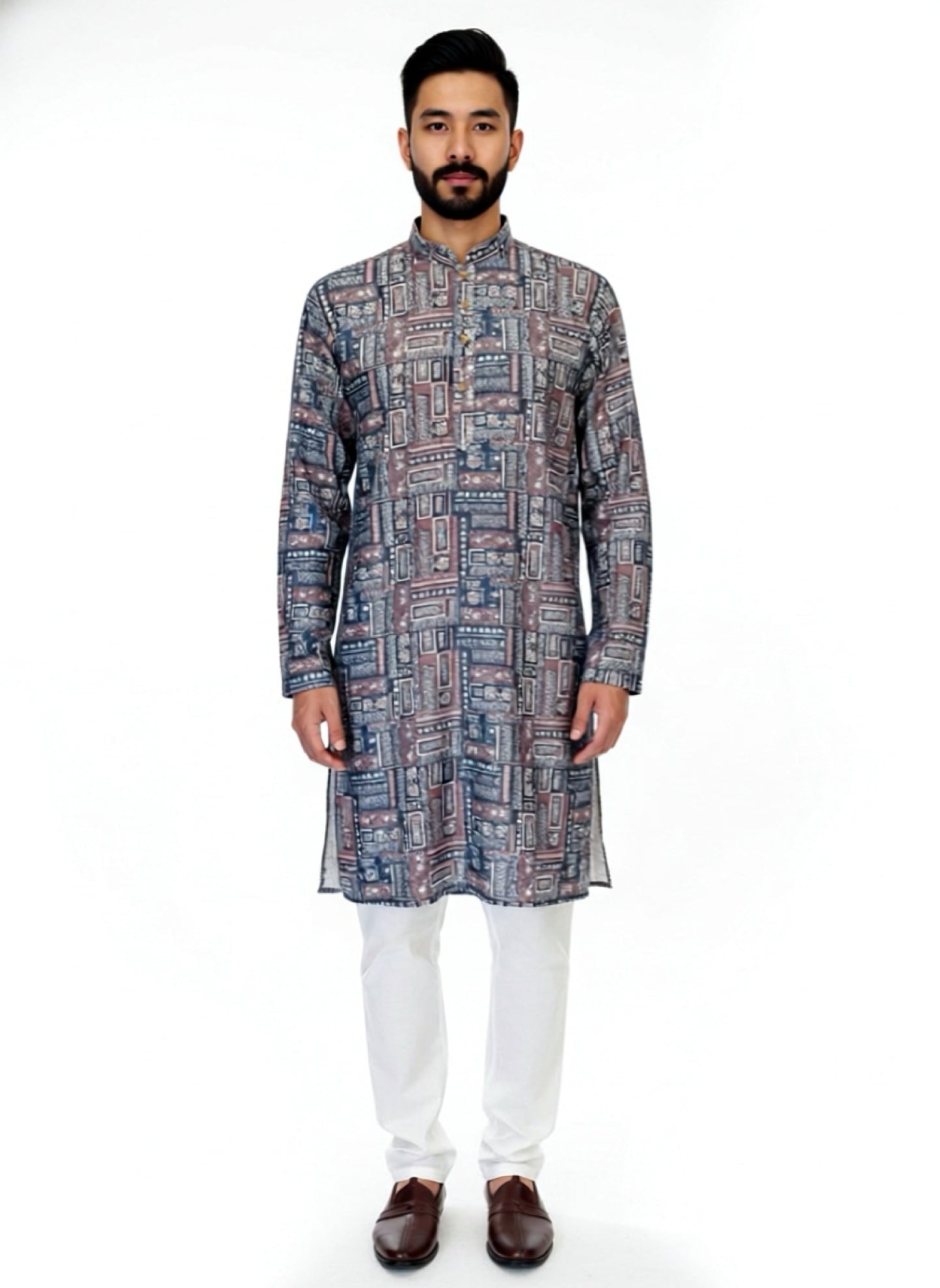 The Graphite Grid – Jacquard Cotton Blend Kurta Set