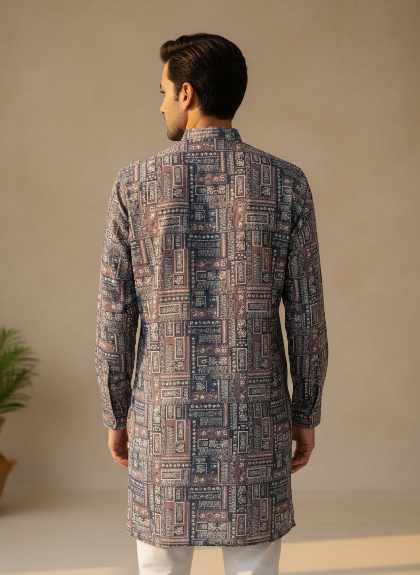 The Graphite Grid – Jacquard Cotton Blend Kurta Set