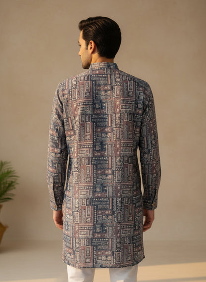 The Graphite Grid – Jacquard Cotton Blend Kurta Set