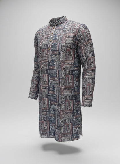 The Graphite Grid – Jacquard Cotton Blend Kurta Set