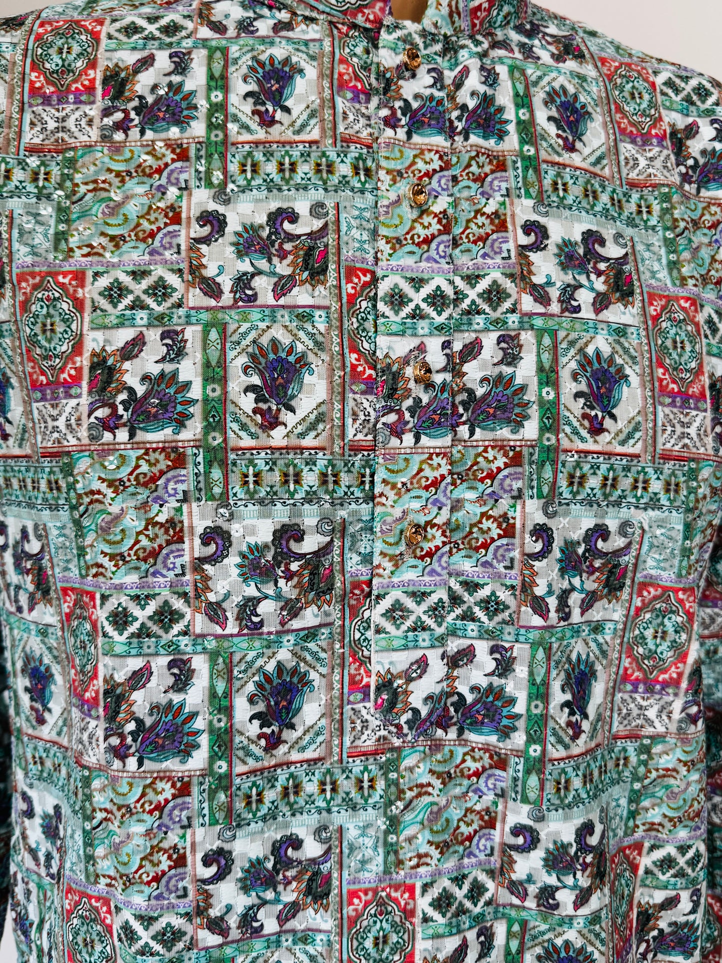 The Heritage Lattice – Cotton Blend Kurta Set