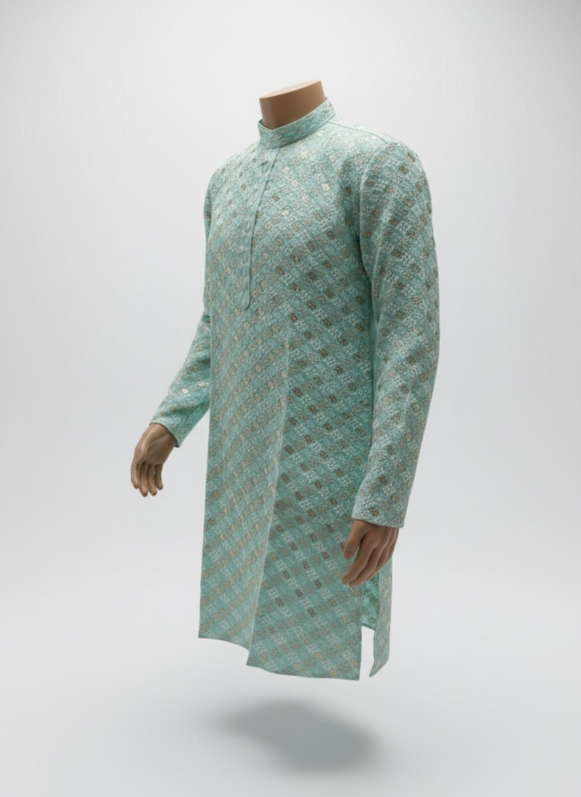 The Serene Sequin – Aqua Mint Kurta Set
