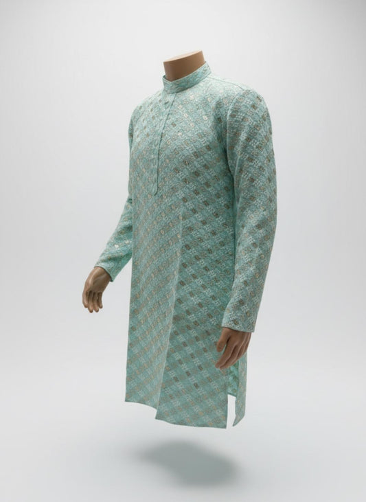 The Serene Sequin – Aqua Mint Kurta Set