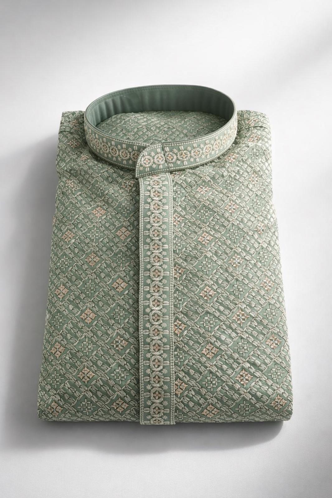 The Serene Sequin – Deep Olive Kurta Set