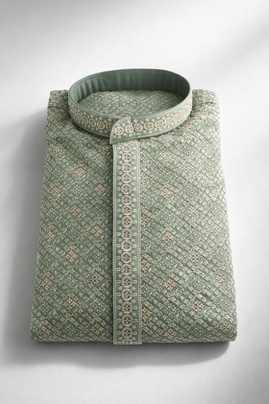 The Serene Sequin – Deep Olive Kurta Set