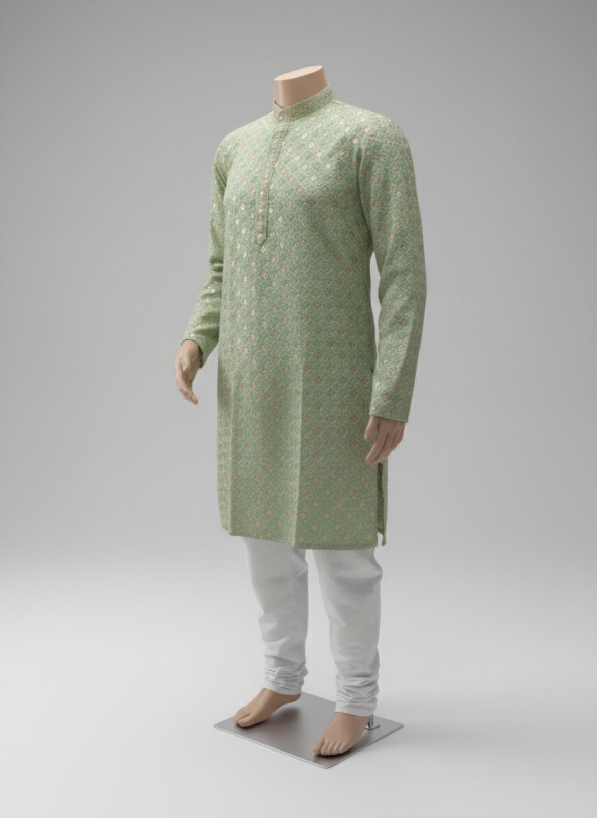 The Serene Sequin – Deep Olive Kurta Set