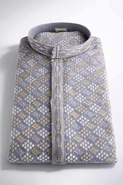 The Serene Sequin – Slate Grey Kurta Set