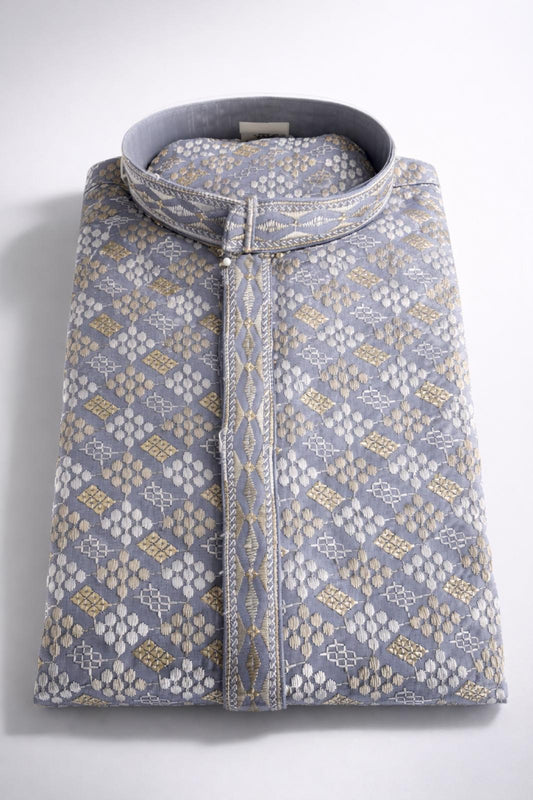 The Serene Sequin – Slate Grey Kurta Set